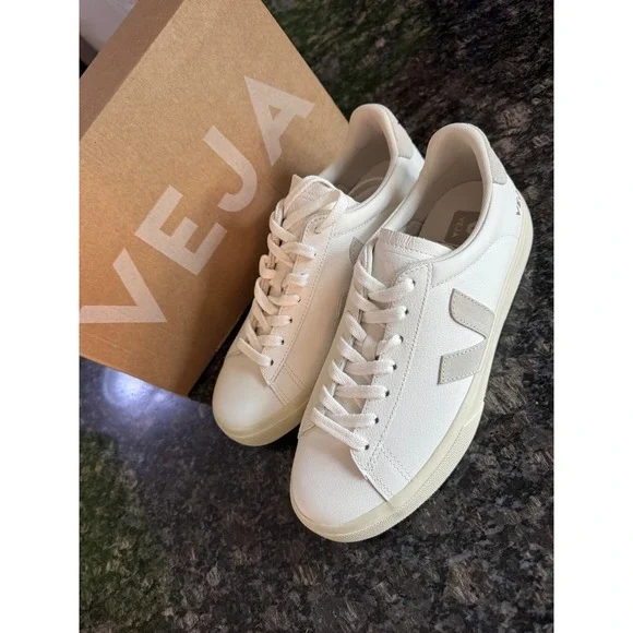 Veja Campo Leather Extra-White Natural-Suede Sneakers CP0502429A400 Womens 9 M 7 - Picture 2 of 7